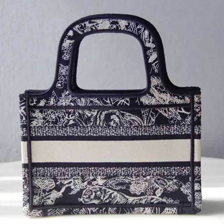 Cheap Blue De Navy Jouy Motif Tote Mini Book Toile Dior Canvas 0406 Hot Sale